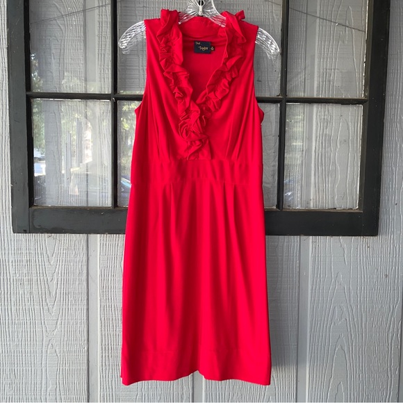 Just…Taylor bright red dress, ruffled neckline, zipper on side under left arm - Picture 1 of 12